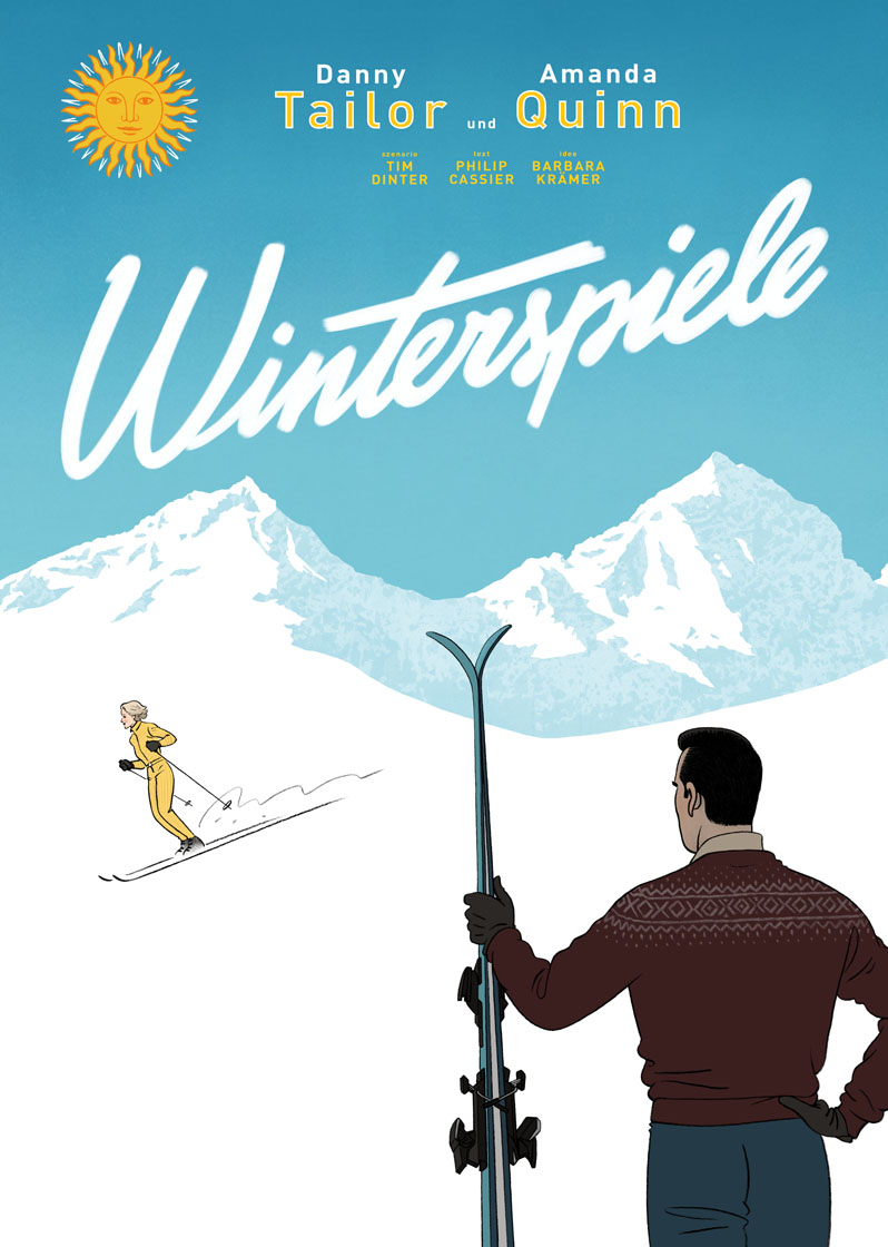 Winterspiele winter sport ski fahren comic uhren diebe